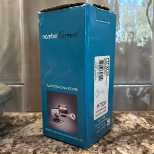 Nambe Bulbo Stainless Steel Wood Standing Tea Steeper Lou Henry Discontinued NEW